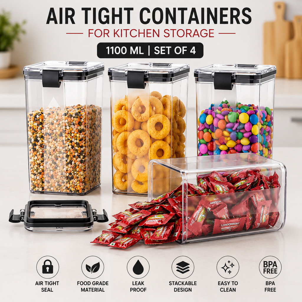 Air Tight Containers For Kitchen Storage Set (1100 ML)