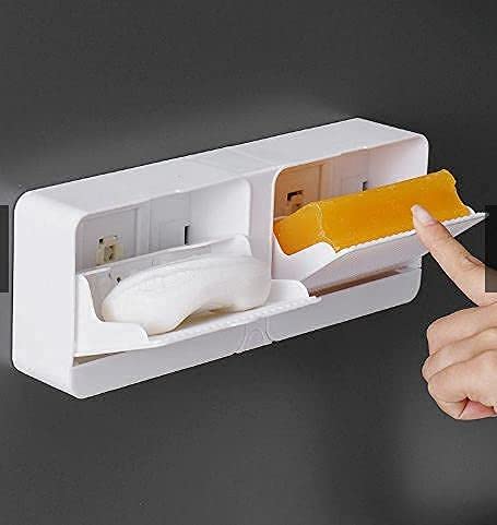 Wall Mounted Soap Box With Lid Double Grids