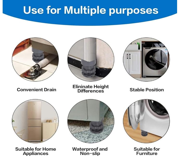 Washing Machine & Refrigerator Stand with Anti-Vibration Pads