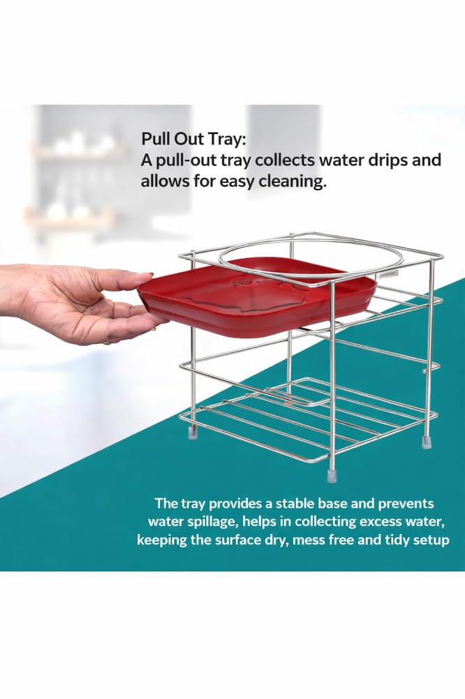 Stainless Steel Heavy Matka Stand with Tray Holder,