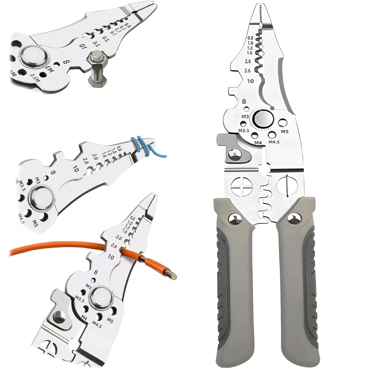 All in 1 Multifunction Stainless Steel Wire Stripper/Wire Crimping Tool,