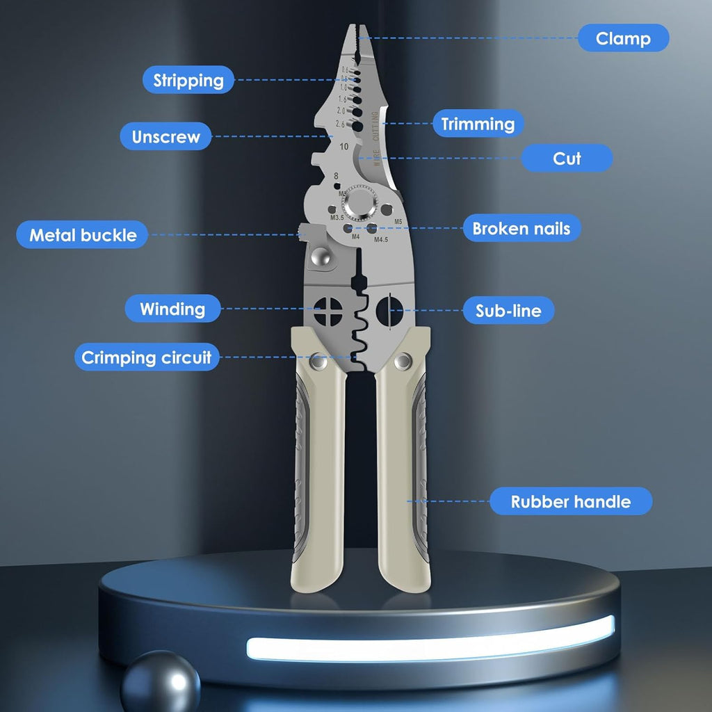 All in 1 Multifunction Stainless Steel Wire Stripper/Wire Crimping Tool,