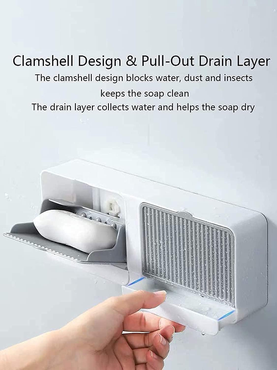 Wall Mounted Soap Box With Lid Double Grids