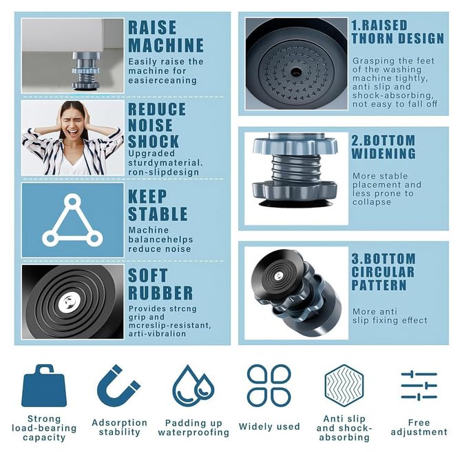 Washing Machine & Refrigerator Stand with Anti-Vibration Pads