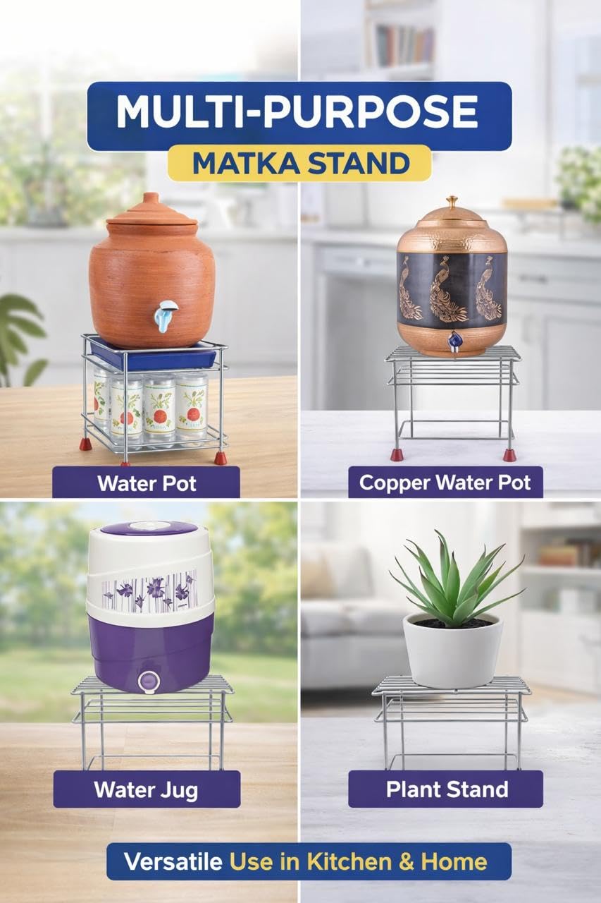 Stainless Steel Heavy Matka Stand with Tray Holder,
