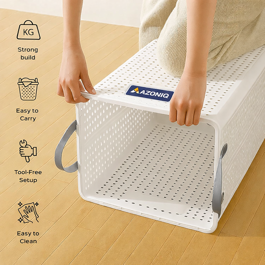 Azoniq Foldable Large 51.8L Laundry Basket with Wheels