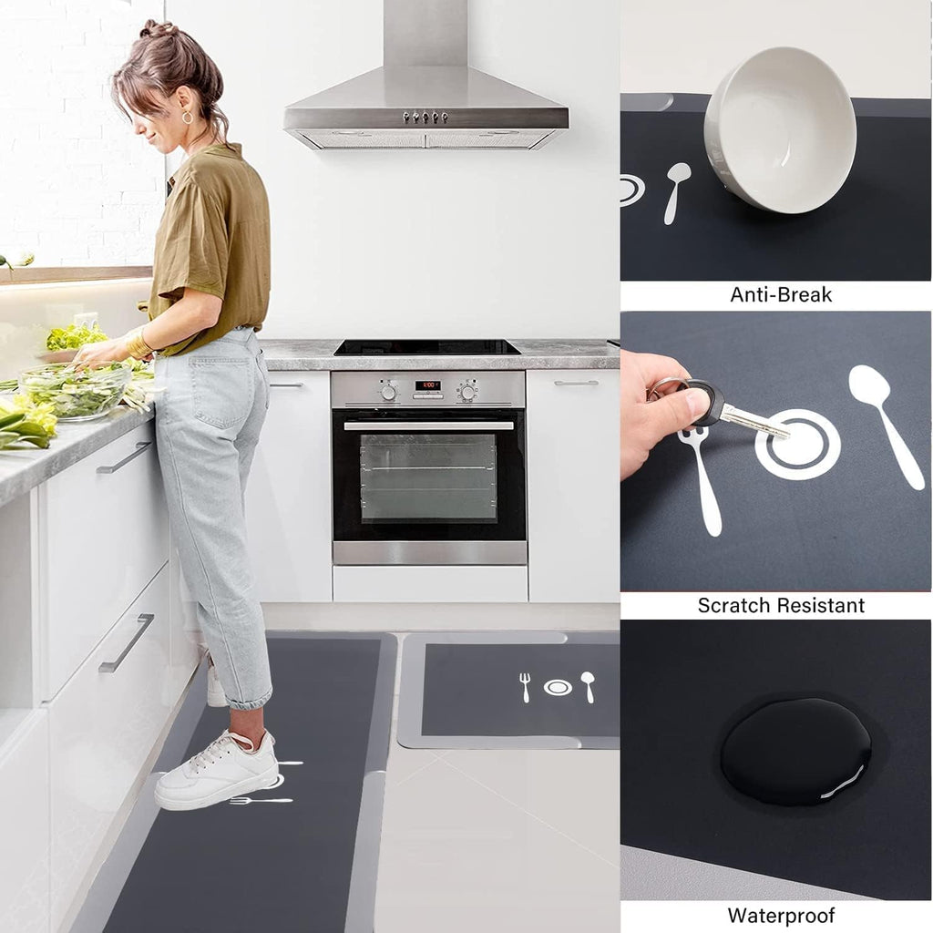 2 Pcs Kitchen Mats | Waterproof Memory Foam Floor Rugs