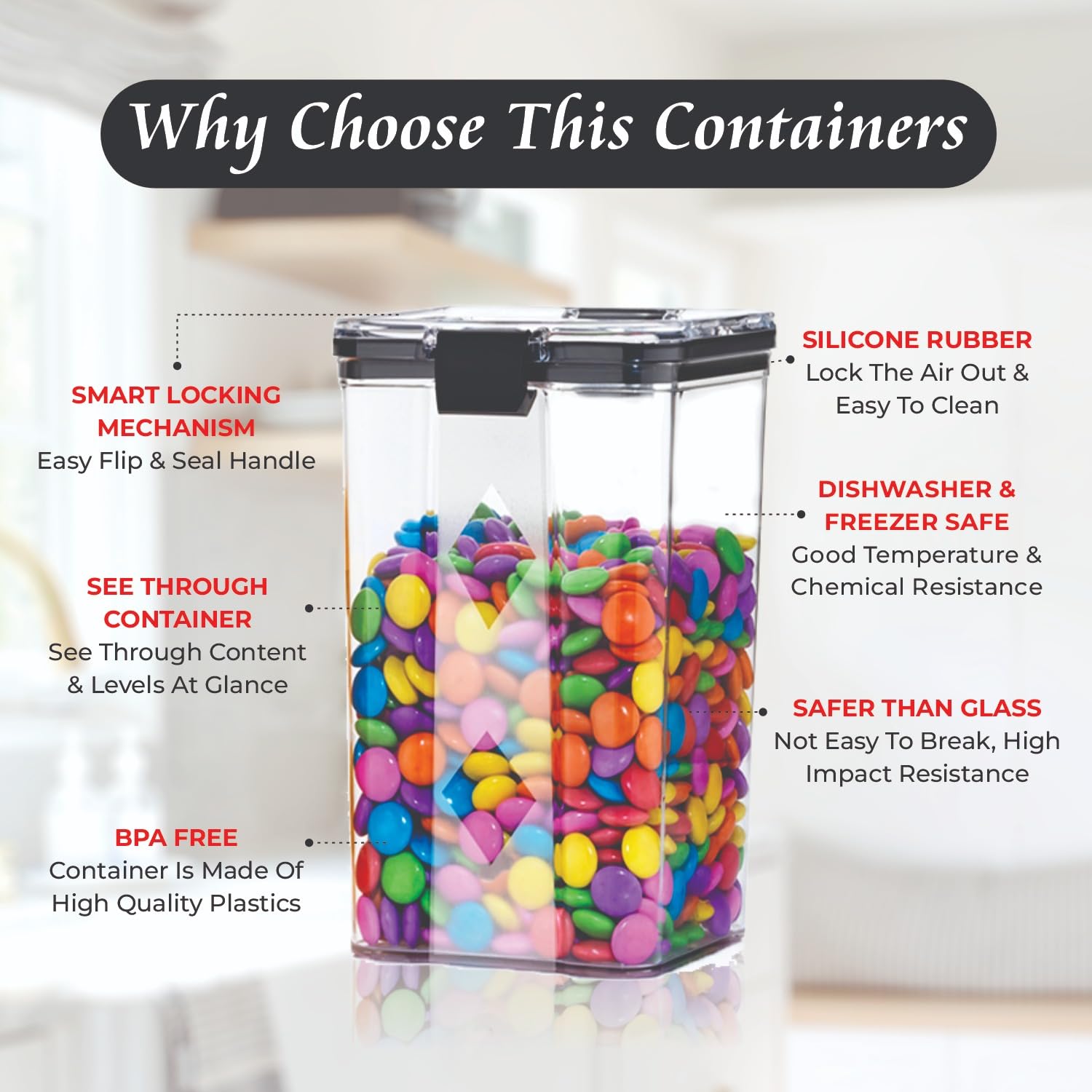 Air Tight Containers For Kitchen Storage Set (1100 ML)
