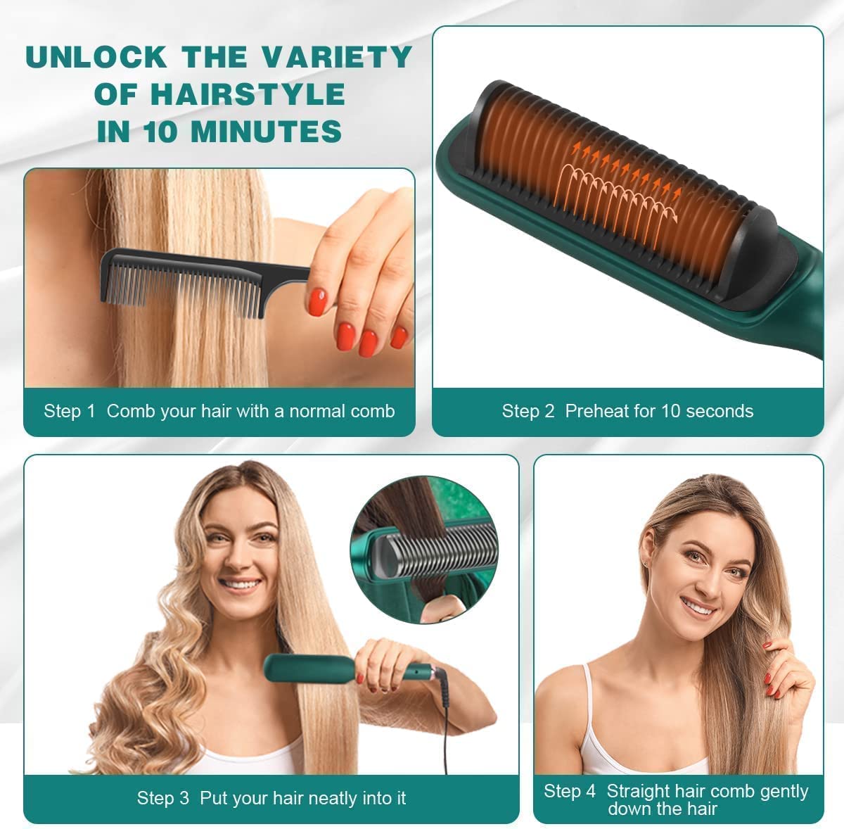 Ceramic Hair Straightening Brush for Women