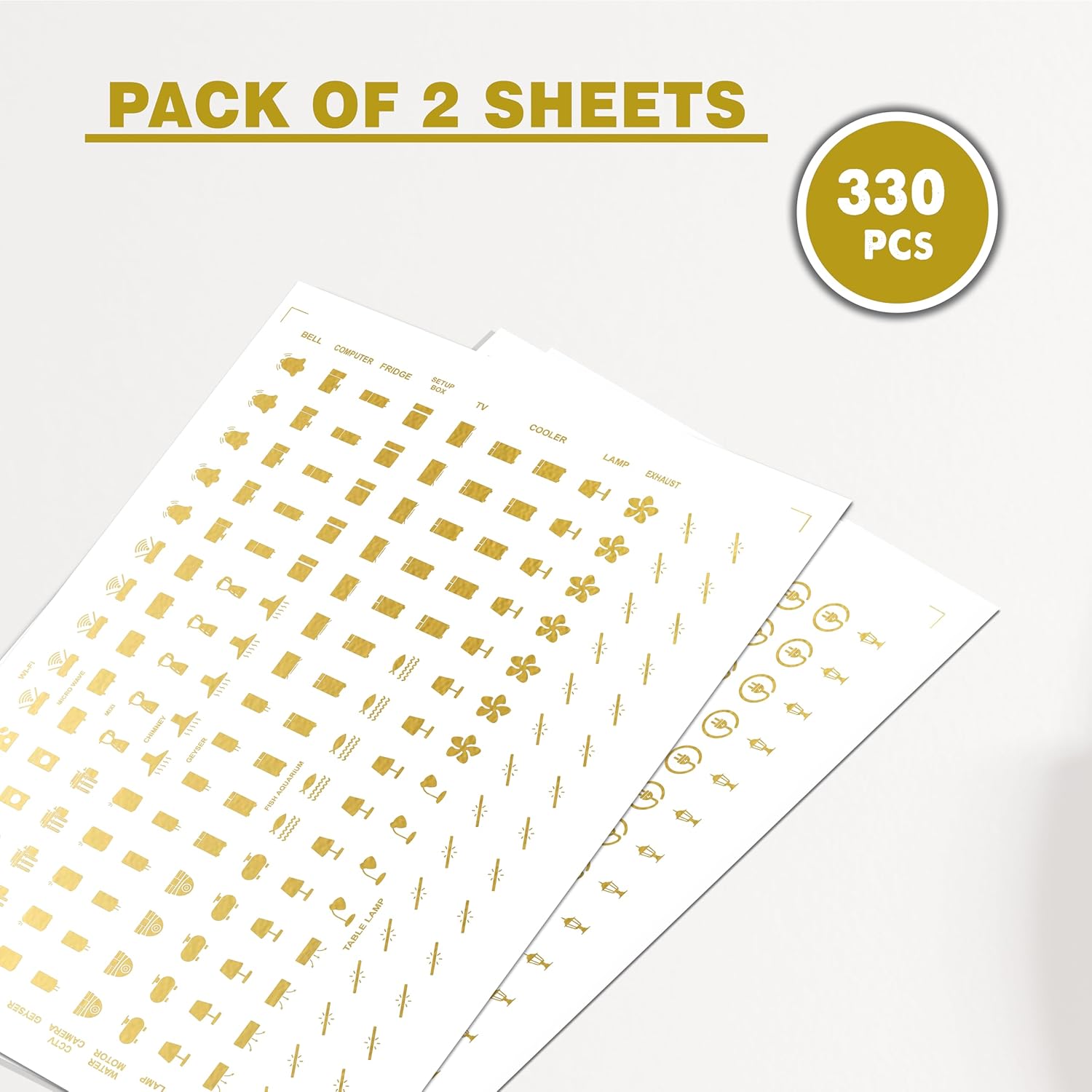 Gold Switch Stickers Golden Embossed for Switch Board