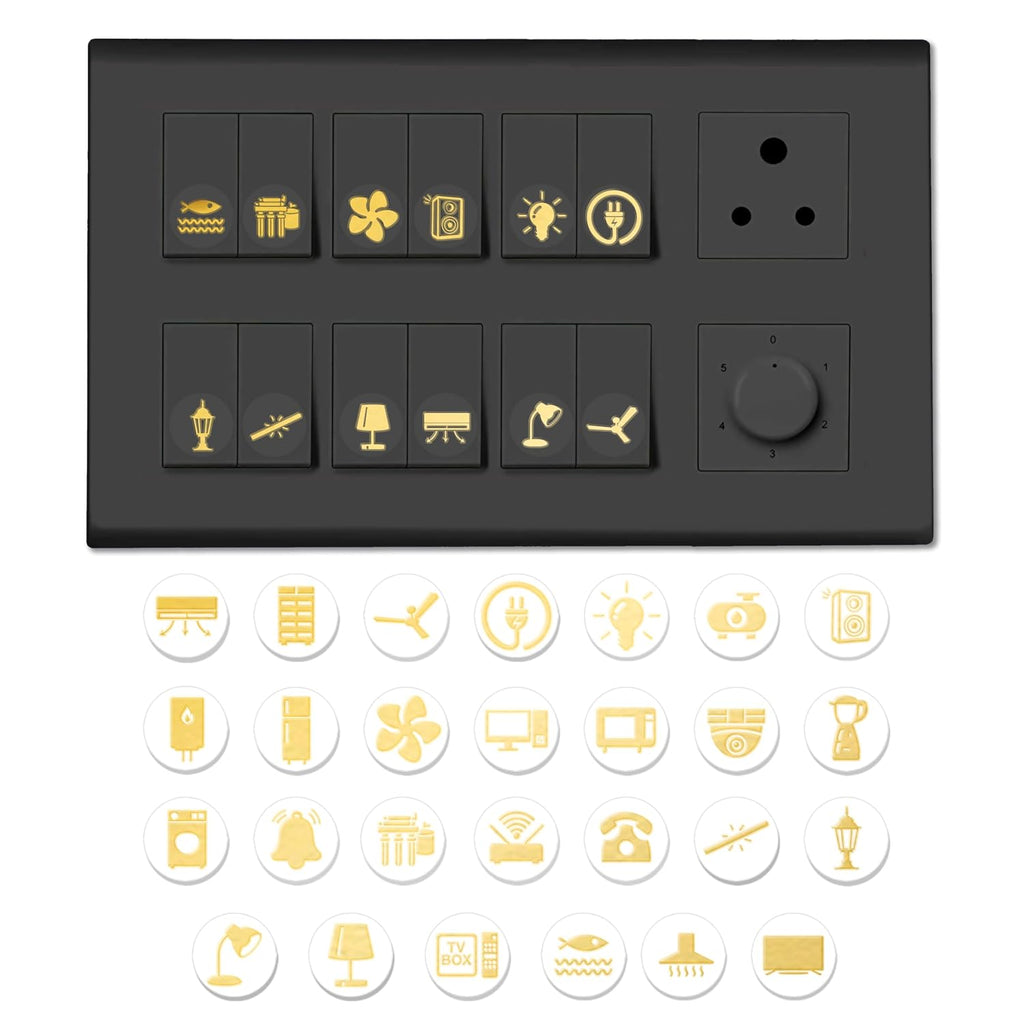 Gold Switch Stickers Golden Embossed for Switch Board