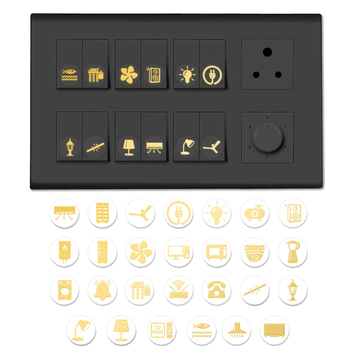 Gold Switch Stickers Golden Embossed for Switch Board