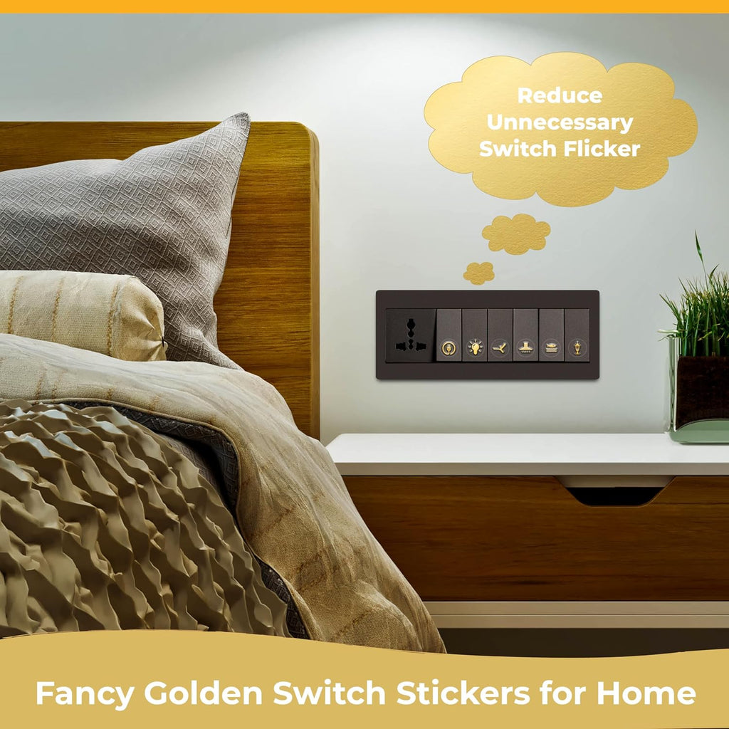 Gold Switch Stickers Golden Embossed for Switch Board