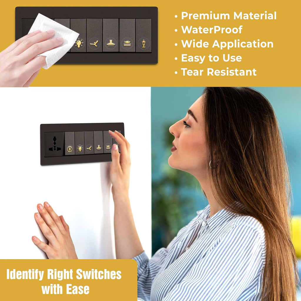 Gold Switch Stickers Golden Embossed for Switch Board