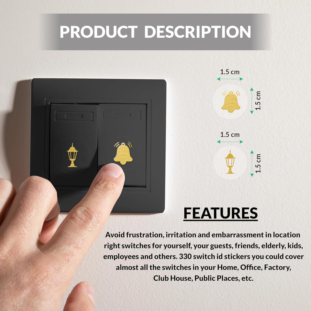 Gold Switch Stickers Golden Embossed for Switch Board