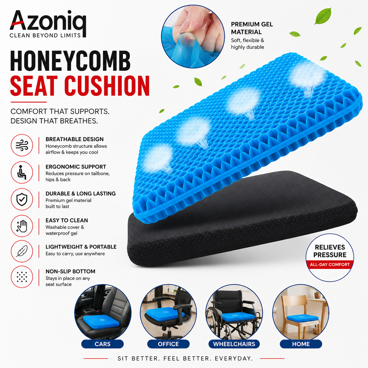 Gel Seat Cushion for Long Sitting